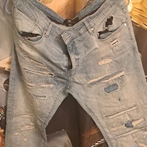 Distressed Blue Jeans